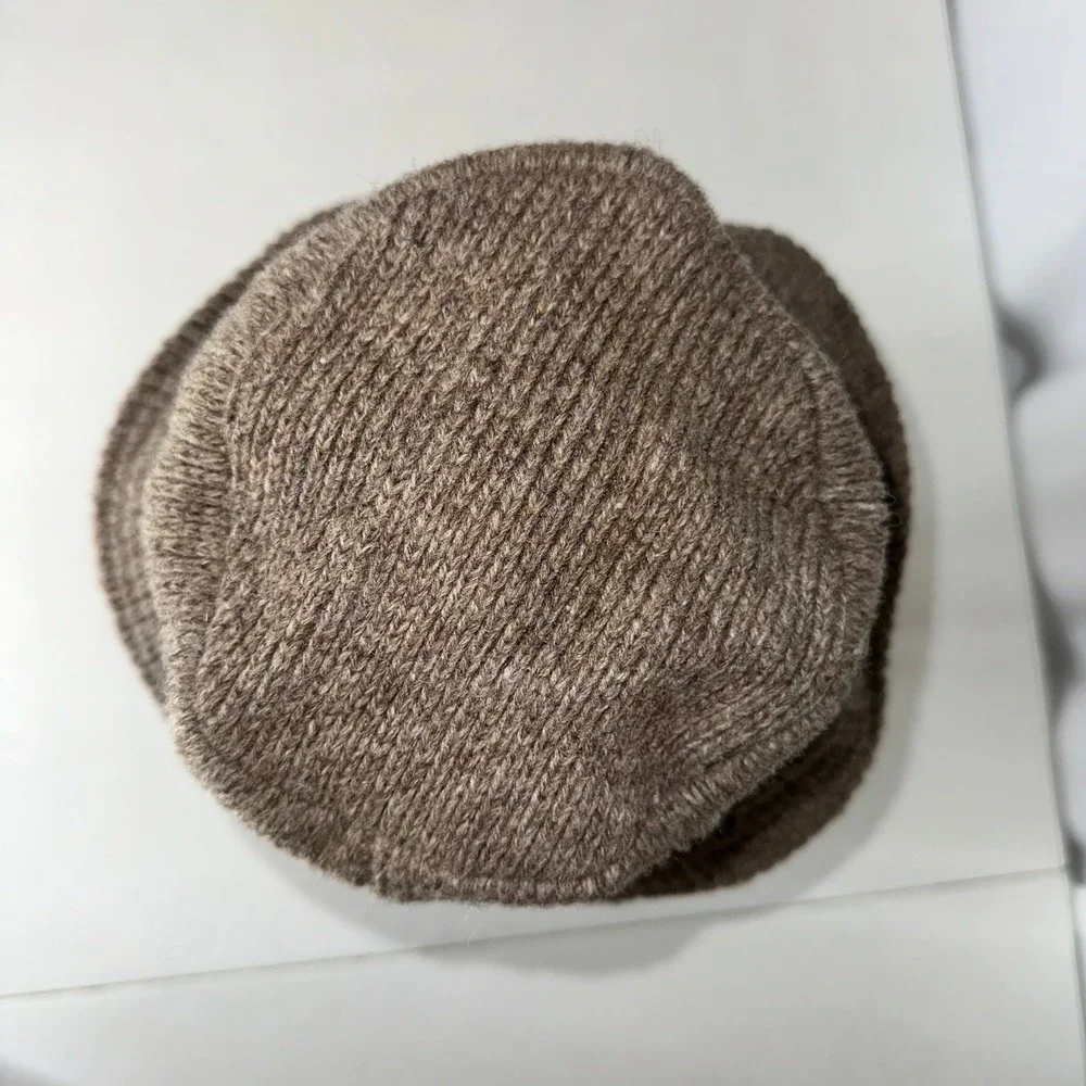 Vintage Wigwam Wool Knit Bucket Hat Brown Cream Stripe Made USA